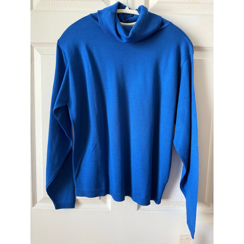 Pendleton NWT Blue Wool Turtleneck Sweater Vintage 80s USA Size L Deadstock